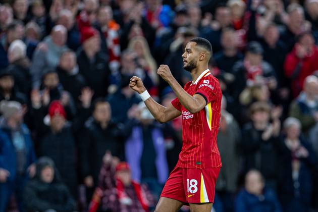 Football - FA Premier League - Liverpool FC v Manchester City FC LIVERPOOL, ENGLAND - Sunday, December 1, 2024: Liverpool s Cody Gakpo celebrates after scoring the opening goal during the FA Premier League match between Liverpool FC and Manchester City FC at Anfield. (Photo by David Rawcliffe Propaganda) LIVERPOOL Anfield MERSEYSIDE ENGLAND Copyright: xDavidxRawcliffex P2024-12-01-Liverpool_Man_City-8