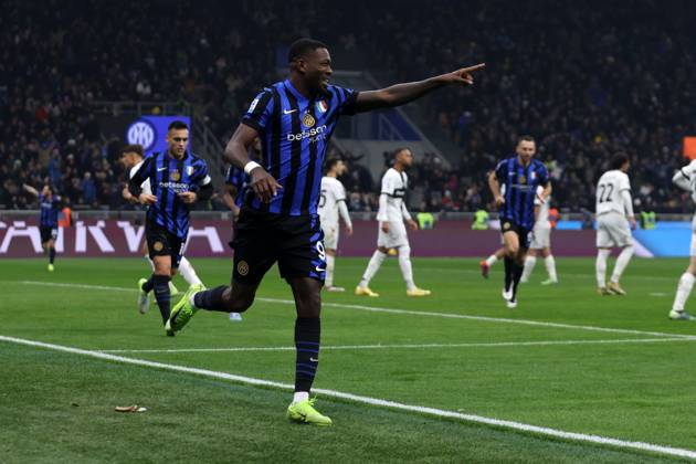 Serie A Fc Internazionale - Parma Calcio Marcus Thuram of Fc Internazionale celebrates after scoring a goal during the Serie A match beetween Fc Internazionale and Parma Calcio at Stadio Giuseppe Meazza on December 6, 2024 in Milan Italy . Milano Stadio Giuseppe Meazza Italy Copyright: xMarcoxCanonierox