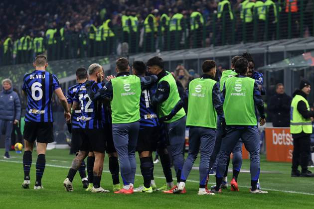 Serie A Fc Internazionale - Parma Calcio Marcus Thuram of Fc Internazionale celebrates with his team mates after scoring a goal during the Serie A match beetween Fc Internazionale and Parma Calcio at Stadio Giuseppe Meazza on December 6, 2024 in Milan Italy . Milano Stadio Giuseppe Meazza Italy Copyright: xMarcoxCanonierox