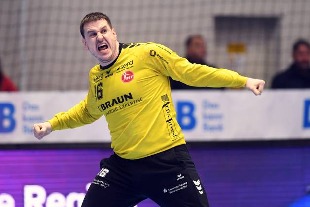 Jubel bei Nebojsa Simic (Torwart MT Melsungen 16) , GER, MT Melsungen - TSV Hannover-Burgdorf, Handball, 1. Bundesliga, 17. Spieltag, Saison 2024 2025, 23.12.2024, GER, MT Melsungen - TSV Hannover-Burgdorf, Handball, 1. Bundesliga, 17. Spieltag, Saison 2024 2025, 23.12.2024 Kassel Copyright: xEibner-Pressefotox xRolandxSippelx EP_RSL