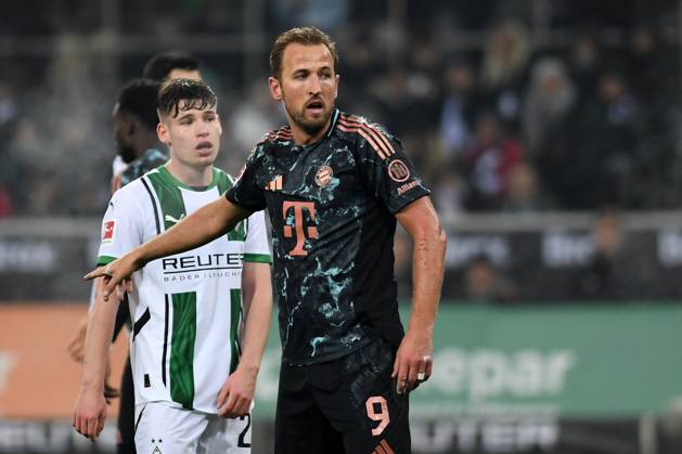 Harry Kane (FC Bayern Muenchen) gestikuliert, gestik waehrend des Spiels der 1. Bundesliga zwischen Borussia Mönchengladbach und FC Bayern München, Stadion im Borussia-Park am 11. January 2025 in Mönchengladbach, Deutschland. (Foto von Ralf Treese DeFodi Images) +++ Harry Kane (FC Bayern Muenchen) gestures during the Bundesliga match between Borussia Mönchengladbach and FC Bayern München at Stadium in Borussia-Park on January 11, 2025 in Mönchengladbach, Germany. (Photo by Ralf Treese DeFodi Images) DFL regulations prohibit any use of photographs as image sequences and or quasi-video. Defodi-521_BMGFCB20250111_122