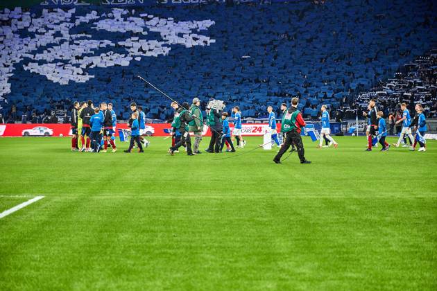 Stimmungsbild Olympiastadion Berlin, Spielereinlauf, GER, Hertha BSC vs. Hamburger SV (HSV), Fussball Herren, 2. Bundesliga, Saison 2024 2025, 19. Spieltag, 25.01.2025 (DFL REGULATIONS PROHIBIT ANY USE OF PHOTOGRAPHS AS IMAGE SEQUENCES AND OR QUASI - VIDEO). GER, Hertha BSC vs. Hamburger SV (HSV), Fussball Herren, 2. Bundesliga, Saison 2024 2025, 19. Spieltag, 25.01.2025 Berlin Copyright: xEibner-Pressefotox xClaudiusxRauchx EP_CRH