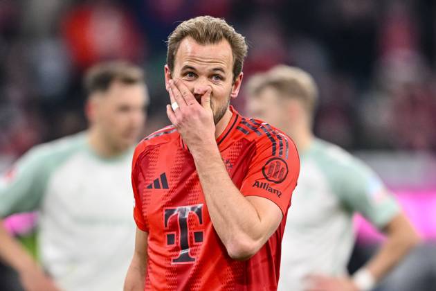 Harry Kane (FC Bayern Muenchen) gestikuliert, gestik waehrend des Spiels der 1. Bundesliga zwischen FC Bayern München und SV Werder Bremen, Allianz Arena am 07. February 2025 in München, Deutschland. (Foto von Harry Langer DeFodi Images) +++ Harry Kane (FC Bayern Muenchen) gestures during the Bundesliga match between FC Bayern München and SV Werder Bremen at Allianz Arena on February 7, 2025 in Munich, Germany. (Photo by Harry Langer DeFodi Images) DFL regulations prohibit any use of photographs as image sequences and or quasi-video. (Photo by Harry Langer DeFodi Images) DFL regulations prohibit any use of photographs as image sequences and or quasi-video. Defodi-541_FCBSVW20250207_343