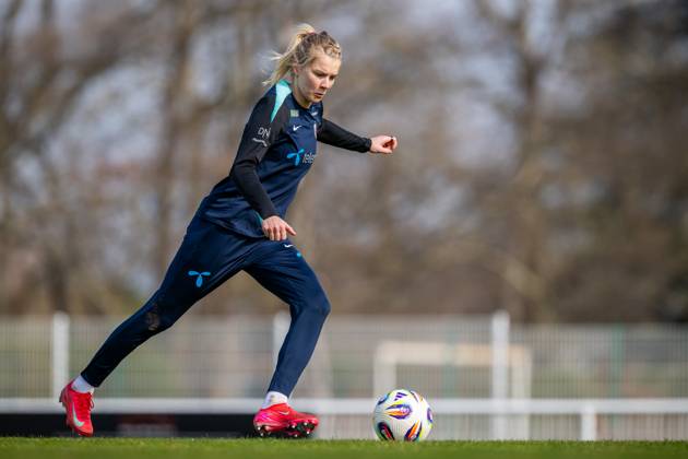 250218 Ada Hegerberg of the Norwegian women s national football team during a training session on February 18, 2025 in Toulouse. Photo: Vegard Grott BILDBYRAN kod VG VG0714 bbeng fotboll football soccer fotball norge norway women dam nations league träning practice training trening Copyright: VEGARDxGRoTT BB250218VG001