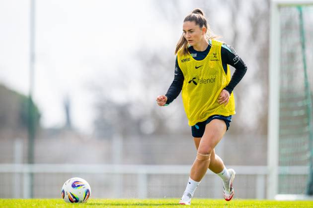 250218 Vilde Boe Risa of the Norwegian women s national football team during a training session on February 18, 2025 in Toulouse. Photo: Vegard Grott BILDBYRAN kod VG VG0714 bbeng fotboll football soccer fotball norge norway women dam nations league träning practice training trening Copyright: VEGARDxGRoTT BB250218VG002