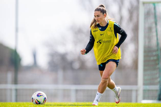250218 Vilde Boe Risa of the Norwegian women s national football team during a training session on February 18, 2025 in Toulouse. Photo: Vegard Grott BILDBYRAN kod VG VG0714 bbeng fotboll football soccer fotball norge norway women dam nations league träning practice training trening Copyright: VEGARDxGRoTT BB250218VG004