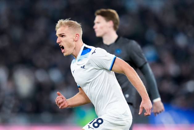 Gustav Isaksen of SS Lazio celebrates after scoring first goal during the Serie A match between SS Lazio and SSC Napoli at Stadio Olimpico Rome Italy on 15 February 2025. Rome Stadio Olimpico Rome Italy Copyright: xPhotoxGoalxPixx SP24-1129-039