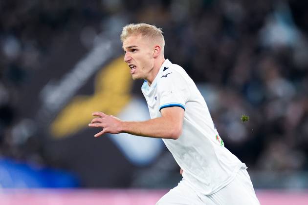 Gustav Isaksen of SS Lazio celebrates after scoring first goal during the Serie A match between SS Lazio and SSC Napoli at Stadio Olimpico Rome Italy on 15 February 2025. Rome Stadio Olimpico Rome Italy Copyright: xPhotoxGoalxPixx SP24-1129-042