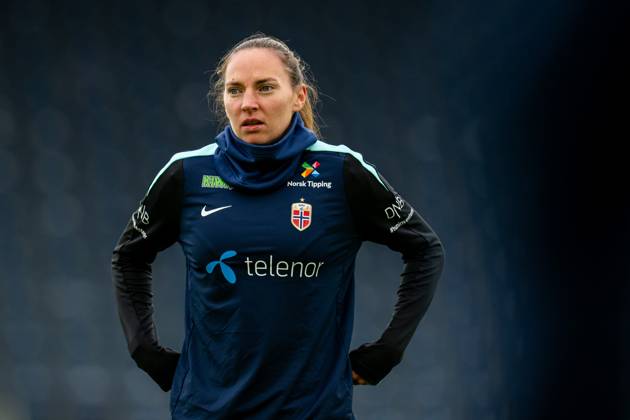 250224 Marit Bratberg Lund of the Norwegian women s national football team during a training session on February 24, 2025 in Stavanger. Photo: Vegard Grott BILDBYRAN kod VG VG0717 bbeng fotboll football soccer fotball norge norway women dam nations league träning practice training trening Copyright: VEGARDxGRoTT BB250224VG038