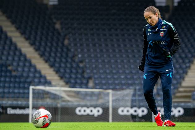250224 Guro Reiten of the Norwegian women s national football team during a training session on February 24, 2025 in Stavanger. Photo: Vegard Grott BILDBYRAN kod VG VG0717 bbeng fotboll football soccer fotball norge norway women dam nations league träning practice training trening Copyright: VEGARDxGRoTT BB250224VG047