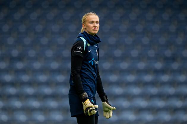 250224 Goalkeeper Selma Panengstuen of the Norwegian women s national football team during a training session on February 24, 2025 in Stavanger. Photo: Vegard Grott BILDBYRAN kod VG VG0717 bbeng fotboll football soccer fotball norge norway women dam nations league träning practice training trening Copyright: VEGARDxGRoTT BB250224VG060