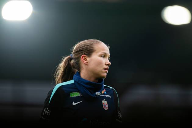 250224 Guro Reiten of the Norwegian women s national football team during a training session on February 24, 2025 in Stavanger. Photo: Vegard Grott BILDBYRAN kod VG VG0717 bbeng fotboll football soccer fotball norge norway women dam nations league träning practice training trening Copyright: VEGARDxGRoTT BB250224VG062