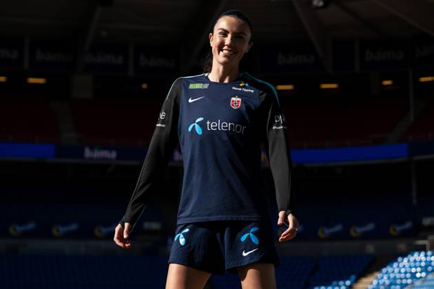 250402 Ingrid Syrstad Engen of the Norwegian women s national football team during a training session on April 2, 2025 in Oslo. Photo: Vegard Grott BILDBYRAN kod VG VG0738 bbeng fotboll football soccer fotball norge norway women dam nations league träning practice training trening Copyright: VEGARDxGRoTT BB250402VG003