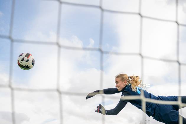 250403 Goalkeeper Selma Panengstuen of the Norwegian women s national football team during a training session on April 3, 2025 in Reykjavik. Photo: Vegard Grott BILDBYRAN kod VG VG0740 bbeng fotboll football soccer fotball norge norway women dam nations league träning practice training trening Copyright: VEGARDxGRoTT BB250403VG001