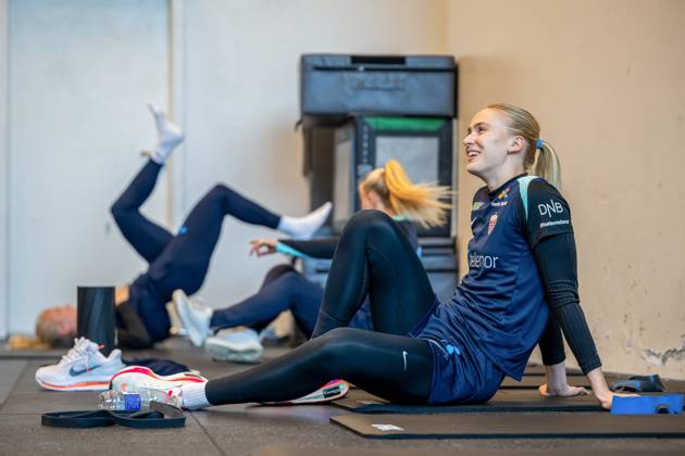 250403 Goalkeeper Selma Panengstuen of the Norwegian women s national football team during an indoor gym session on April 3, 2025 in Reykjavik. Photo: Vegard Grott BILDBYRAN kod VG VG0742 bbeng fotboll football soccer fotball norge norway women dam nations league träning practice training trening gym Copyright: VEGARDxGRoTT BB250403VG036