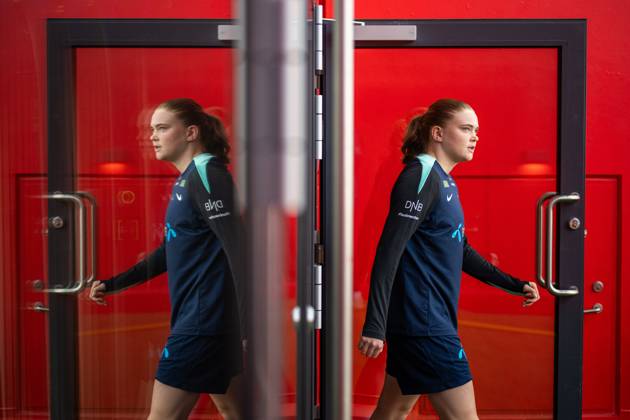 250407 Signe Gaupset of the Norwegian women s national football team ahead of a training session on April 7, 2025 in Oslo. Photo: Vegard Grott BILDBYRAN kod VG VG0746 bbeng fotboll football soccer fotball norge norway women dam nations league träning practice training trening Copyright: VEGARDxGRoTT BB250407VG061