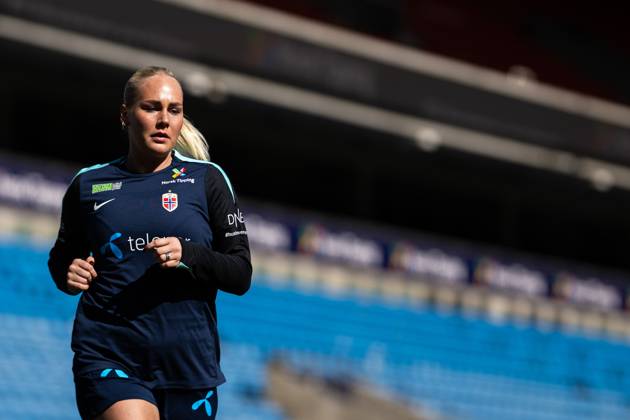 250407 Cathinka Tandberg of the Norwegian women s national football team during a training session on April 7, 2025 in Oslo. Photo: Vegard Grott BILDBYRAN kod VG VG0746 bbeng fotboll football soccer fotball norge norway women dam nations league träning practice training trening Copyright: VEGARDxGRoTT BB250407VG065