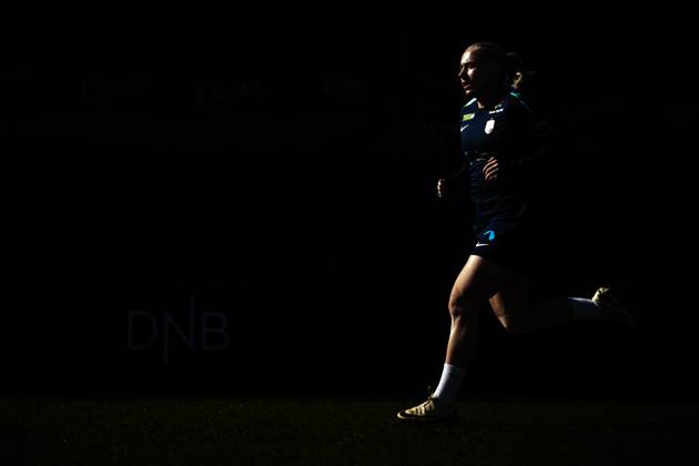 250407 Thea Bjelde of the Norwegian women s national football team during a training session on April 7, 2025 in Oslo. Photo: Vegard Grott BILDBYRAN kod VG VG0746 bbeng fotboll football soccer fotball norge norway women dam nations league träning practice training trening Copyright: VEGARDxGRoTT BB250407VG068