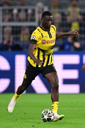 DORTMUND - Serhou Guirassy of Borussia Dortmund during the quarterfinal Champions League match between Borussia Dortmund and FC Barcelona, Barca at Signal Iduna Park stadium on April 15, 2025 in Dortmund, Germany. ANP Hollandse Hoogte Borussia Dortmund v FC Barcelona 2024 25 xVIxANPxSportx xGerritxvanxKeulenxIVx 524786880 originalFilename: 524786880
