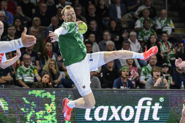 im Bild v.l.: Mathias Gidsel (Fuechse Berlin, 19), GER, Berlin, Handball, Fuechse Berlin vs ThSV Eisenach, DAIKIN Handball-Bundesliga, in der Max Schmeling Halle, 15.05.2025, Copyright: HMBxMedia UwexKoch