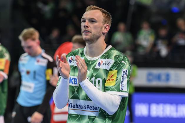 im Bild v.l.: Mathias Gidsel (Fuechse Berlin, 19), Jubel, Torjubel, Freude, Begeisterung, feiert, GER, Berlin, Handball, Fuechse Berlin vs ThSV Eisenach, DAIKIN Handball-Bundesliga, in der Max Schmeling Halle, 15.05.2025, Copyright: HMBxMedia UwexKoch