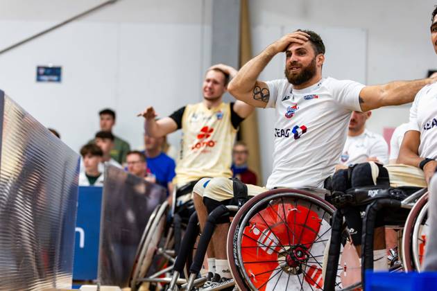 17.05.2025, GER, Rollstuhlbasketball, Maenner Frauen, Saison 24 25, 1.Bundesliga, PlayOff Finale, RSB Thuringia Bulls - RSV Lahn-Dill Im Bild Jordi Ruiz (RSB Thuringia Bulls) Die Mannschaft der Thuringia Bulls schlägt im zweiten PlayOff Spiel erneut die Gastmannschaft vom RSV Lahn-Dill und gewinnt somit die Saison 24 25 - Deutsche Meisterschaft Deutscher Meister 99189 Elxleben Fit-In Freizeitanlage Sporthal Thueringen Deutschland