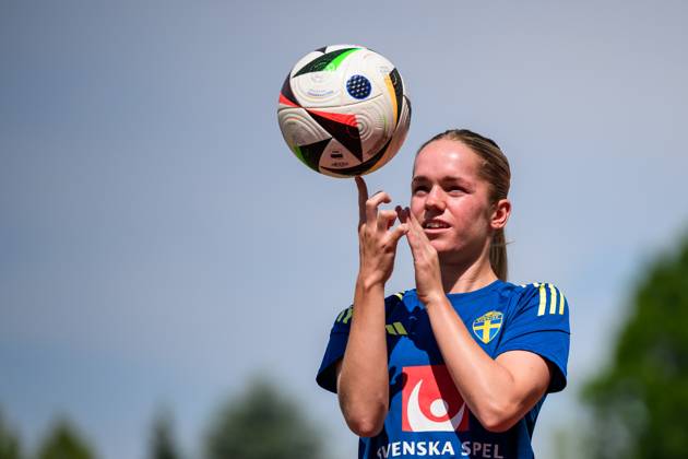 250528 Hanna Lundkvist of the Swedish women™s national football team during a training session on May 28, 2025 in Fidenza. Photo: Ludvig Thunman BILDBYRAN kod LT LT0703 fotboll football soccer fotball träning practice training sverige sweden dam bbeng Copyright: LUDVIGxTHUNMAN BB250528LT006