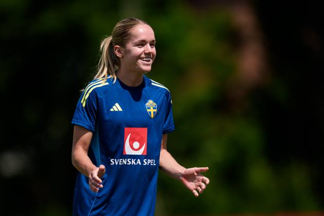 250528 Hanna Lundkvist of the Swedish women™s national football team during a training session on May 28, 2025 in Fidenza. Photo: Ludvig Thunman BILDBYRAN kod LT LT0703 fotboll football soccer fotball träning practice training sverige sweden dam bbeng Copyright: LUDVIGxTHUNMAN BB250528LT011