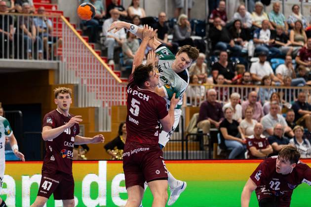 Oskar SUNNEFELDT (FRISCH AUF! Goeppingen, 27) erzielt ein Tor, Aktion, Torwurf 1. VfL Potsdam (POT) vs. FRISCH AUF! Goeppingen (FAG), Handball, Maenner, Daikin Handball Bundesliga (HBL), 32. Spieltag, Spielzeit 2024 2025, 31.05.2025 1. VfL Potsdam (POT) vs. FRISCH AUF! Goeppingen (FAG), Handball, Maenner, Daikin Handball Bundesliga (HBL), 32. Spieltag, Spielzeit 2024 2025, 31.05.2025 Potsdam Copyright: xEibnerxPressefoto OliverxSchmidtx EP_OST