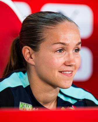 250602 Guro Reiten of the Norwegian women s national football team during a press conference, PK, Pressekonferenz on June 2, 2025 in Sion. Photo: Marius Simensen BILDBYRAN COP 238 bbeng dam football fotball fotboll norge norway press conference pressekonferanse soccer uefa women s nations league Copyright: MARIUSxSIMENSEN BB250602BB370