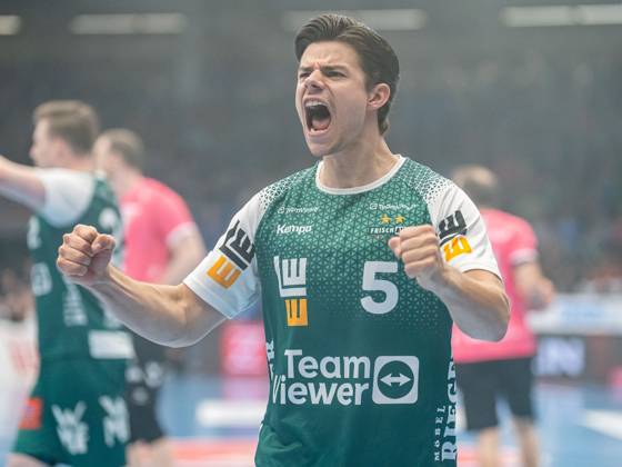 Rutger ten Velde (Frisch Auf Goeppingen, 05) jubelt lautstark, Frisch Auf Goeppingen vs. TVB Stuttgart, Handball, 1. Bundesliga, Herren, Spielzeit 2024 2025, 05.06.2025, Frisch Auf Goeppingen vs. TVB Stuttgart, Handball, 1. Bundesliga, Herren, Spielzeit 2024 2025, 05.06.2025 Goeppingen Copyright: xMichaelxSchmidt Eibner-Pressefotx EP_MST