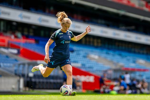 250623 Justine Kielland of the Norwegian women s national football team during a training session on June 23, 2025 in Oslo. Photo: Vegard Grott BILDBYRAN kod VG VG0769 bbeng fotboll football soccer fotball norge norway women dam träning practice training trening pre-camp precamp Copyright: VEGARDxGRoTT BB250623VG015