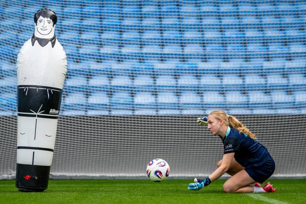 250623 Goalkeeper Sunniva Skoglund of the Norwegian women s national football team during a training session on June 23, 2025 in Oslo. Photo: Vegard Grott BILDBYRAN kod VG VG0769 bbeng fotboll football soccer fotball norge norway women dam träning practice training trening pre-camp precamp Copyright: VEGARDxGRoTT BB250623VG068