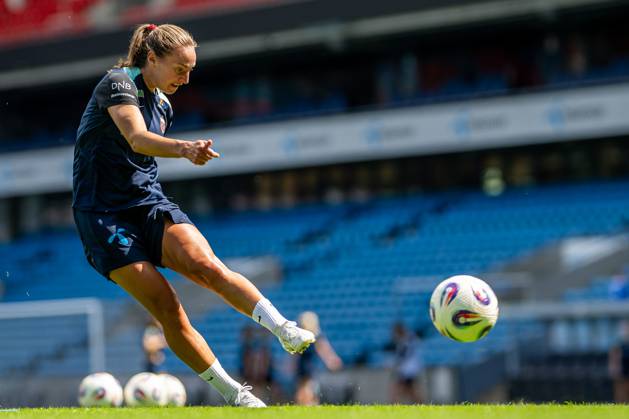 250623 Marit Bratberg Lund of the Norwegian women s national football team during a training session on June 23, 2025 in Oslo. Photo: Vegard Grott BILDBYRAN kod VG VG0769 bbeng fotboll football soccer fotball norge norway women dam träning practice training trening pre-camp precamp Copyright: VEGARDxGRoTT BB250623VG090