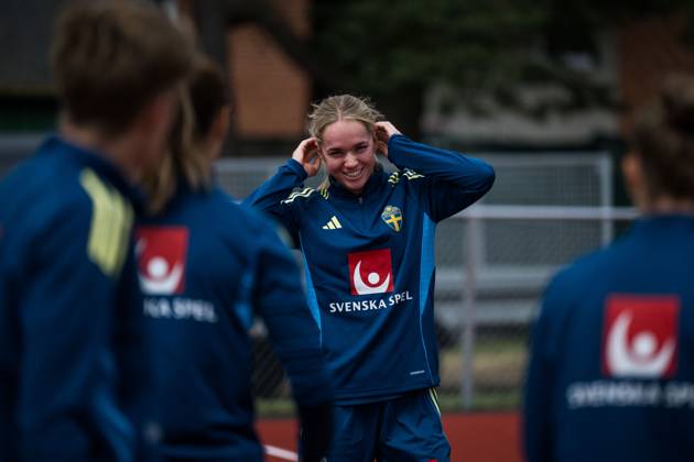 250624 Hanna Lundkvist of the Swedish women s national football team during a training session on June 24, 2025 in Ahus. Photo: Mathias Bergeld BILDBYRAN kod MB MB1150 fotboll football soccer fotball träning practice training sverige sweden dam bbeng kvinner women Copyright: MATHIASxBERGELD BB250624MB007