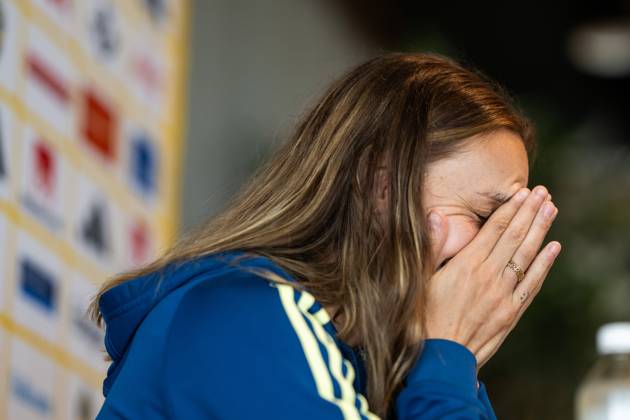 250624 Nathalie Björn of the Swedish women s national football team during a press event on June 24, 2025 in Ahus. Photo: Mathias Bergeld BILDBYRAN kod MB MB1151 fotboll football soccer fotball pressträff event meeting sverige sweden dam bbeng women kvinner Copyright: MATHIASxBERGELD BB250624MB094