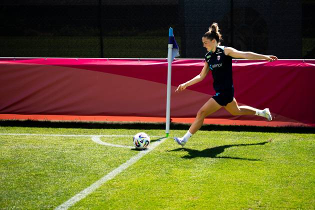 250630 Vilde Boe Risa of the Norwegian women s national football team during a training session ahead of the UEFA Women s Euro 2025 on June 30, 2025 in Neuchatel. Photo: Vegard Grott BILDBYRAN kod VG VG0775 bbeng fotboll football soccer fotball fotbolls-em fotball em europamästerskap em uefa womens euro em 2025 träning practice training trening norge norway dam day -2 Copyright: VEGARDxGRoTT BB250630VG025