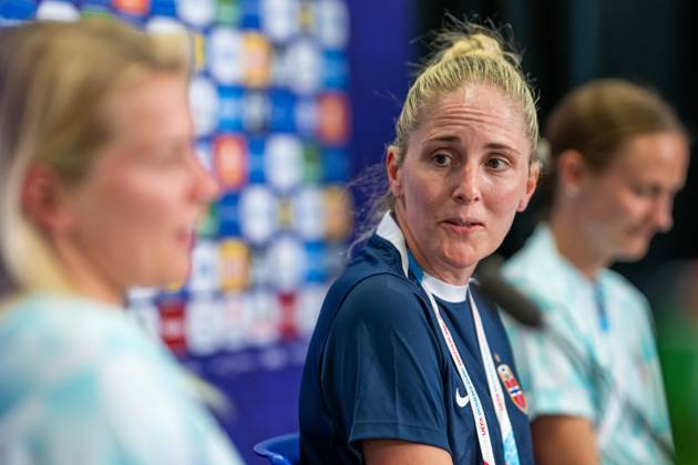 250701 Head coach Gemma Grainger of the Norwegian women s national football team during a press conference, PK, Pressekonferenz ahead of the UEFA Women s Euro 2025 on July 1, 2025 in Basel. Photo: Vegard Grott BILDBYRAN kod VG VG0776 bbeng fotboll football soccer fotball fotbolls-em fotball em europamästerskap em uefa womens euro em 2025 pressekonferanse press conference norge norway dam day -1 Copyright: VEGARDxGRoTT BB250701VG019