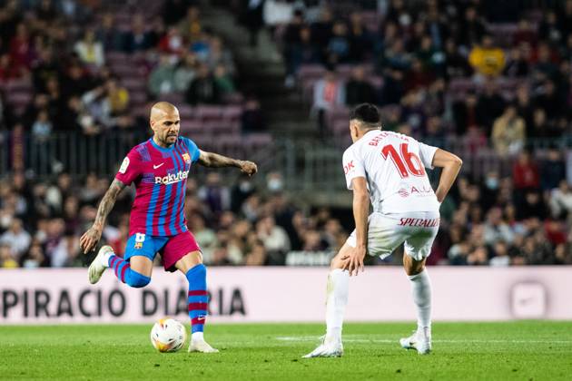 October 17, 2021, BARCELONA, BARCELONA, SPAIN: Dani Alves of FC Barcelona, Barca in action during La Liga match , football match played between FC Barcelona and RCD Mallorca at Camp Nou stadium on May 1, 2022, in Barcelona, Spain. Copyright: xMarcxGrauperaxAlomax
