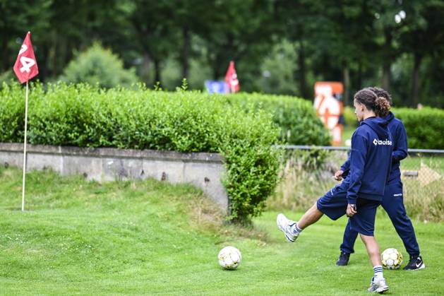 Gent s Mohamed El Adfaoui pictured in action during a team building activity of Belgian soccer team KAA Gent, during their summer camp in Horst, the Netherlands on Friday 11 July 2025. The team is preparing for the upcoming 2025-2026 first division season. TOM GOYVAERTS TomxGoyvaerts x128906301x
