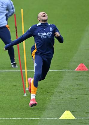 Training session of Real Madrid MADRID, SPAIN - FEBRUARY 28: Kylian Mbappe of Real Madrid attends training session at Valdebebas facilities ahead of LaLiga 26th week football match against Real Betis in Madrid, Spain on February 28, 2025. Madrid Spain. Editorial use only. Please get in touch for any other usage.  Copyright: x2025xAnadoluxBurakxAkbulutx