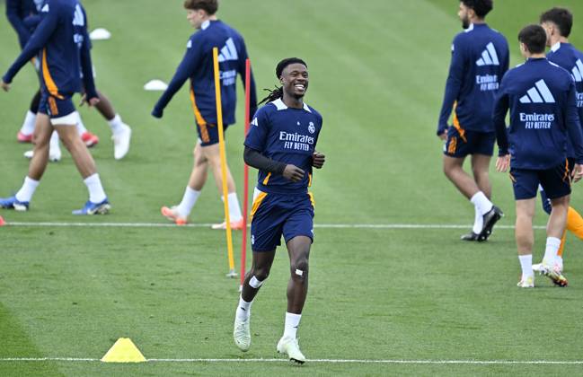 Training session of Real Madrid MADRID, SPAIN - FEBRUARY 28: Eduardo Camavinga of Real Madrid attends training session at Valdebebas facilities ahead of LaLiga 26th week football match against Real Betis in Madrid, Spain on February 28, 2025. Madrid Spain. Editorial use only. Please get in touch for any other usage.  Copyright: x2025xAnadoluxBurakxAkbulutx