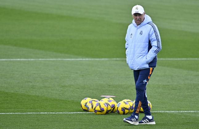 Training session of Real Madrid MADRID, SPAIN - FEBRUARY 28: Head Coach of Real Madrid Carlo Ancelotti leads training session at Valdebebas facilities ahead of LaLiga 26th week football match against Real Betis in Madrid, Spain on February 28, 2025. Madrid Spain. Editorial use only. Please get in touch for any other usage.  Copyright: x2025xAnadoluxBurakxAkbulutx