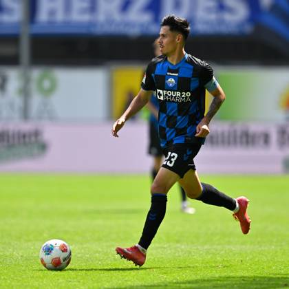 Paderborn, Home Deluxe Arena, 02.08.25, GER, Herren, 2.Bundesliga, Saison 2025-2026, SC Paderborn 07 - KSV Holstein Kiel Bild: Raphael OBERMAIR (Paderborn) DFL regulations prohibit any use of photographs as image sequences and or quasi-video. NRW Deutschland