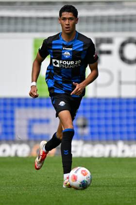 Paderborn, Home Deluxe Arena, 02.08.25, GER, Herren, 2.Bundesliga, Saison 2025-2026, SC Paderborn 07 - KSV Holstein Kiel Bild: Santiago CASTANEDA (Paderborn) DFL regulations prohibit any use of photographs as image sequences and or quasi-video. NRW Deutschland
