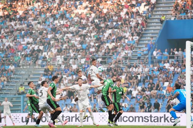 Napoli s Kevin De Bruyne goal 0-2 during the Serie A soccer match between Sassuolo and Napoli at the Mapei Stadium CittÃ del Tricolore in Reggio Emilia, north Italy - Saturday, August 23, 2025 - - Soccer -  Copyright: xMassimoxPaolone LaPressex