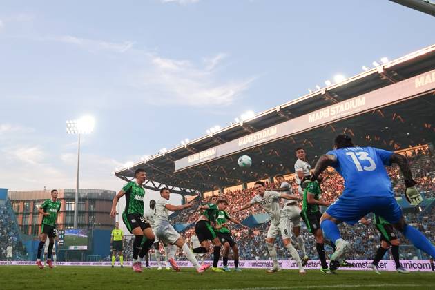 Napoli s Kevin De Bruyne goal 0-2 during the Serie A soccer match between Sassuolo and Napoli at the Mapei Stadium Cittˆ del Tricolore in Reggio Emilia, north Italy - Saturday, August 23, 2025 - - Soccer -  Copyright: xMassimoxPaolone LaPressex