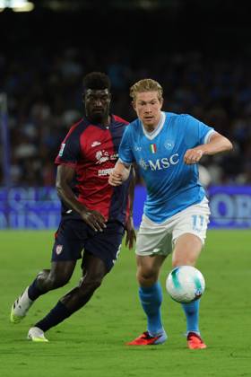Napoli™s Kevin De Bruyne during the Serie A soccer match between Napoli and Cagliari at the Diego Armando Maradona Stadium in Naples, southern italy - Saturday , August 30 , 2025. - Soccer . Copyright: xAlessandroxGarofalo LaPressex