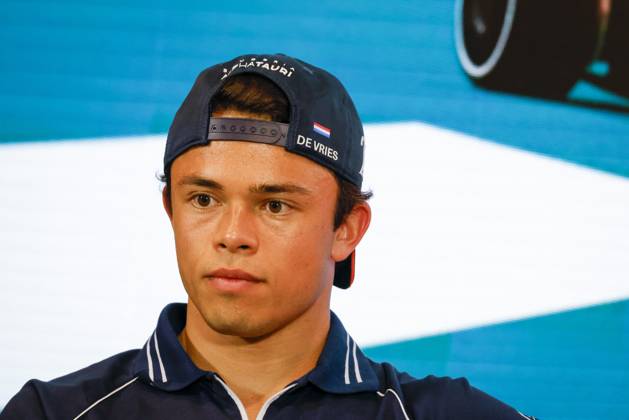 Drivers press conference, PK, Pressekonferenz held in Florida ahead of the F1 Grand Prix of Miami MIAMI GARDENS, FLORIDA, UNITED STATES - MAY 4: Driver Nyck de Vries of Scuderia AlphaTauri during a drivers press conference ahead of the F1 Grand Prix of Miami at the Miami International Autodrome on May 04, 2023 in Miami Gardens, Florida, United States. Florida United States. Editorial use only. Please get in touch for any other usage. Copyright: x2025xAnadoluxEvaxMariexUzcategulxTx