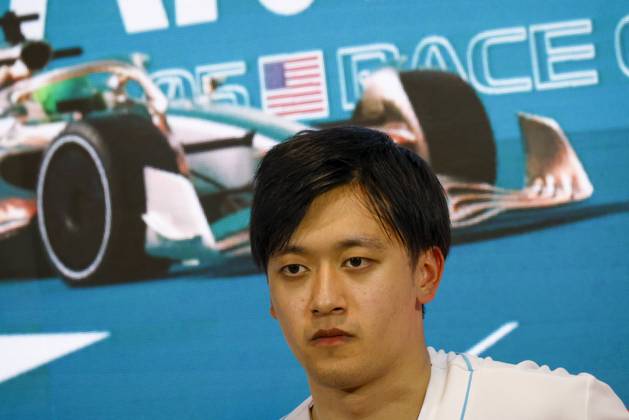 Drivers press conference, PK, Pressekonferenz held in Florida ahead of the F1 Grand Prix of Miami MIAMI GARDENS, FLORIDA, UNITED STATES - MAY 4: Driver Zhou Guanyu of Oracle Alfa Romeo F1 Team during a drivers press conference ahead of the F1 Grand Prix of Miami at the Miami International Autodrome on May 04, 2023 in Miami Gardens, Florida, United States. Florida United States. Editorial use only. Please get in touch for any other usage. Copyright: x2025xAnadoluxEvaxMariexUzcategulxTx